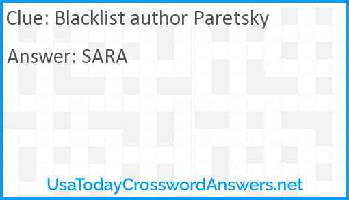 Blacklist author Paretsky Answer
