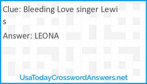 Bleeding Love singer Lewis Answer