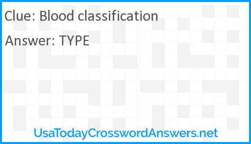 Blood classification Answer