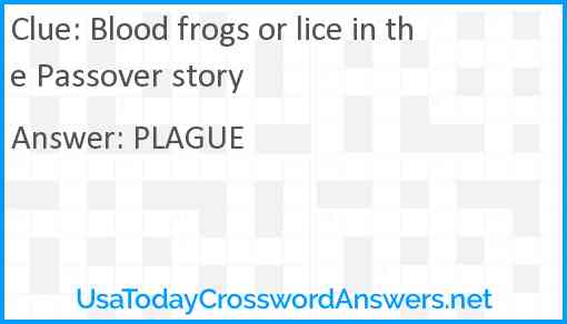 Blood frogs or lice in the Passover story Answer