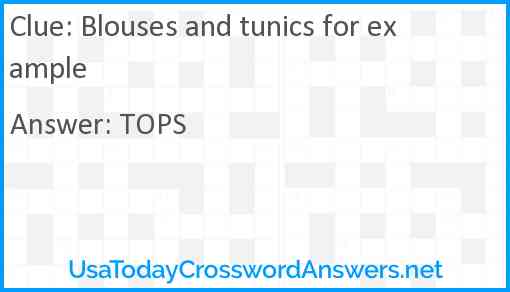 Blouses and tunics for example Answer