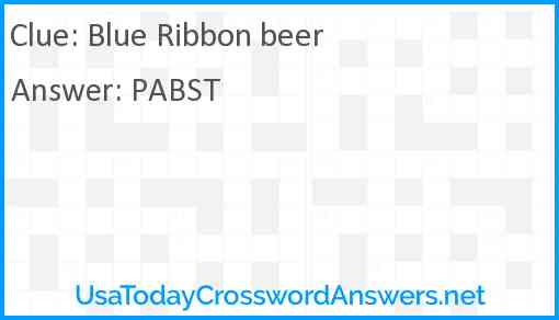 Blue Ribbon beer Answer