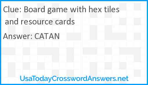 Board game with hex tiles and resource cards Answer