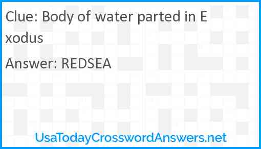 Body of water parted in Exodus Answer