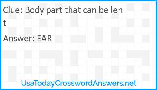 Body part that can be lent Answer