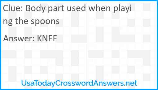 Body part used when playing the spoons Answer