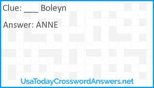 ___ Boleyn Answer
