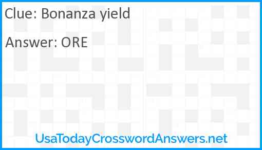 Bonanza yield Answer