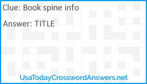 Book spine info Answer