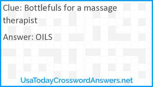 Bottlefuls for a massage therapist Answer