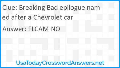 Breaking Bad epilogue named after a Chevrolet car Answer