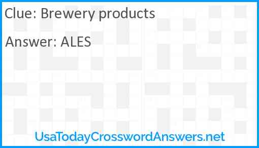 Brewery products Answer