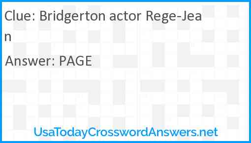 Bridgerton actor Rege-Jean Answer