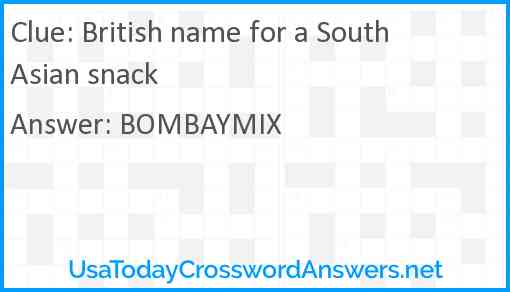 British name for a South Asian snack Answer