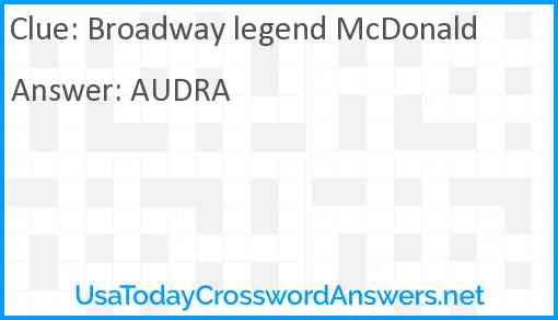 Broadway legend McDonald Answer