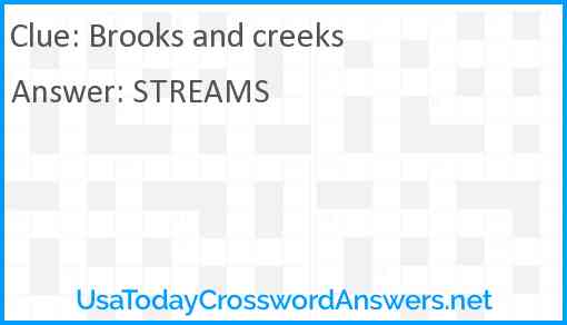 Brooks and creeks Answer