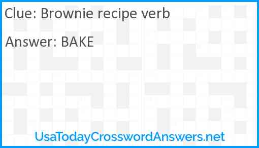 Brownie recipe verb Answer