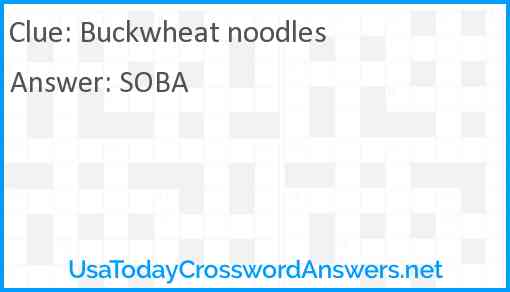 Buckwheat noodles Answer
