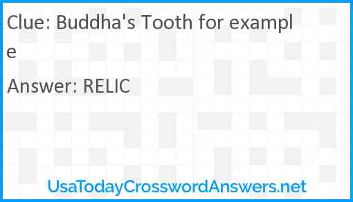 Buddha's Tooth for example Answer