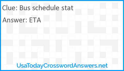 Bus schedule stat Answer