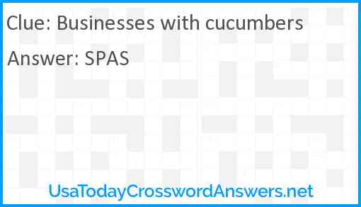 Businesses with cucumbers Answer