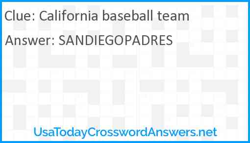 California baseball team Answer