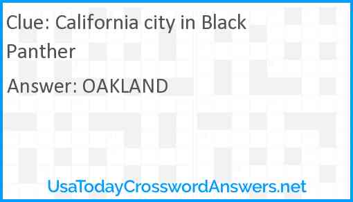 California city in Black Panther Answer