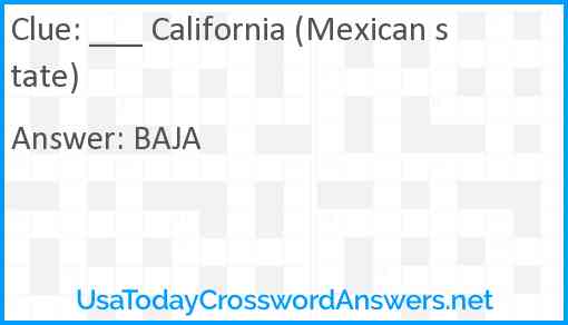 ___ California (Mexican state) Answer