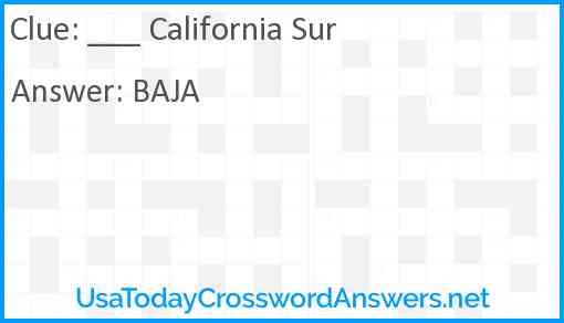 ___ California Sur Answer