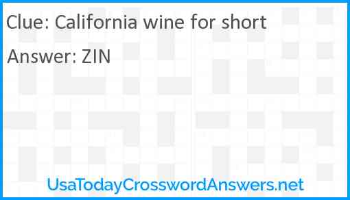 California wine for short Answer