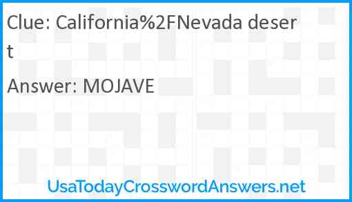 California%2FNevada desert Answer