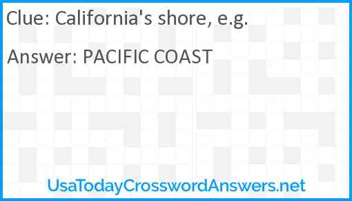 California's shore, e.g. Answer
