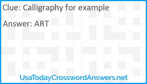 Calligraphy for example Answer