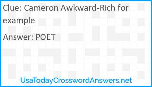 Cameron Awkward-Rich for example Answer
