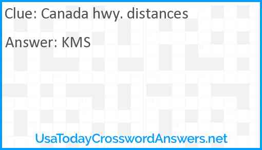 Canada hwy. distances Answer