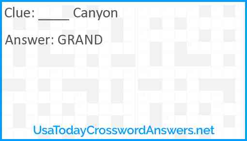 ____ Canyon Answer
