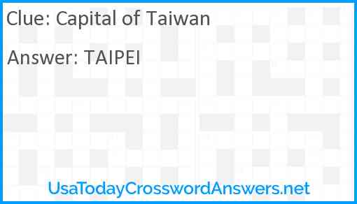 Capital of Taiwan Answer
