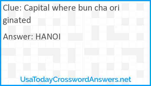 Capital where bun cha originated Answer