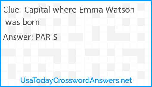 Capital where Emma Watson was born Answer