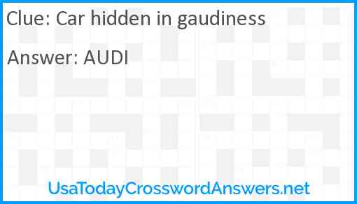 Car hidden in gaudiness Answer