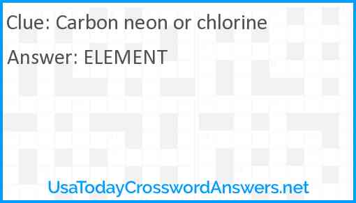 Carbon neon or chlorine Answer