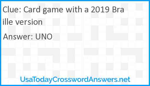 Card game with a 2019 Braille version Answer