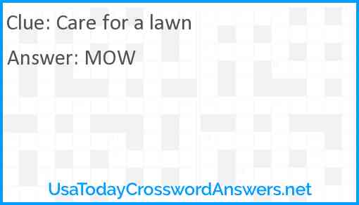 Care for a lawn Answer