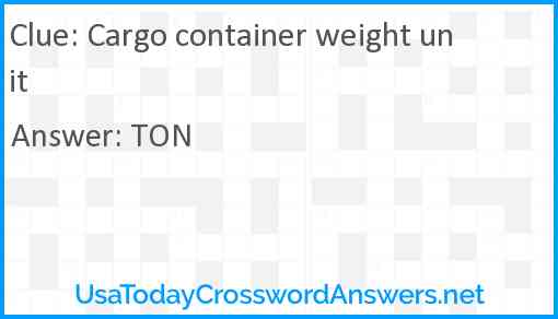 Cargo container weight unit Answer
