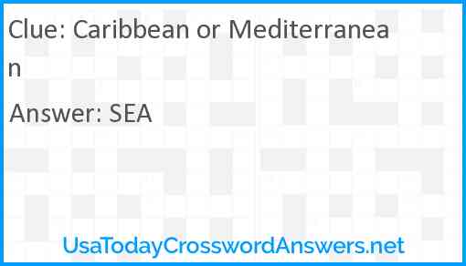 Caribbean or Mediterranean Answer