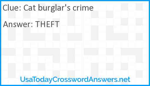 Cat burglar's crime Answer