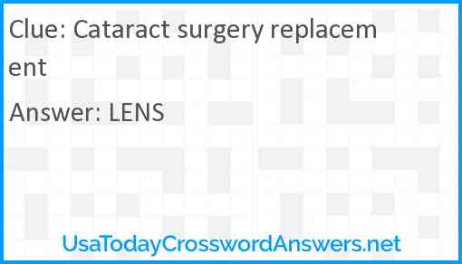 Cataract surgery replacement Answer