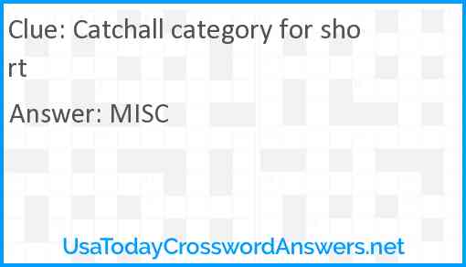 Catchall category for short Answer
