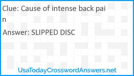 Cause of intense back pain Answer