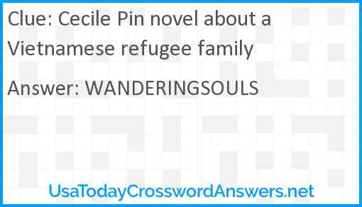Cecile Pin novel about a Vietnamese refugee family Answer